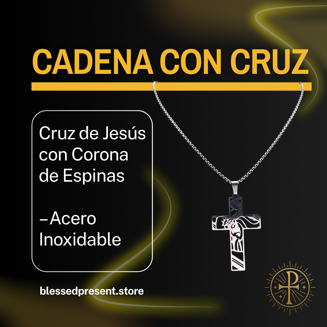 Cadena y Dije de Cruz con Corona de Espinas