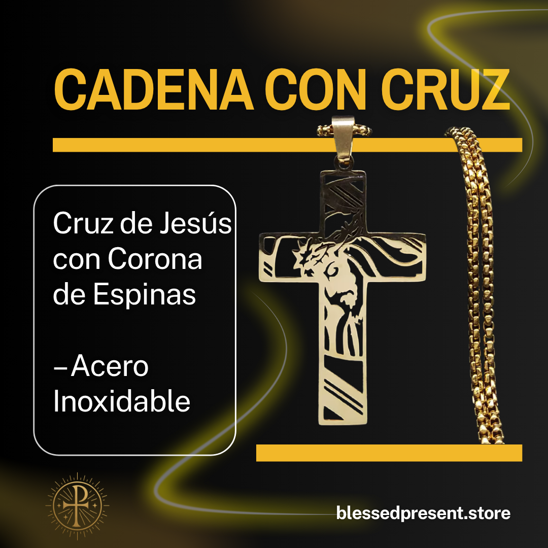 Cadena y Dije de Cruz con Corona de Espinas