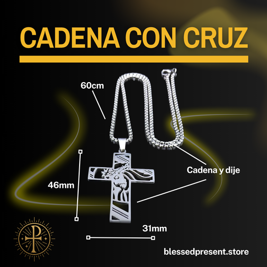 Cadena y Dije de Cruz con Corona de Espinas